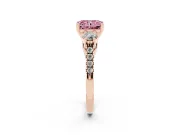 Radiant Cut Three-Stone Engagement Ring Setting for a Fancy Pink Lab-Grown Diamond | Rose Gold