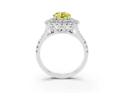Round Halo Split Shank Engagement Ring Setting for a Fancy Yellow Lab-Grown Diamond | Pavé Strands | Sterling Silver
