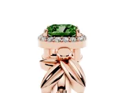 Cushion Cut Floral Halo Engagement Ring Setting for a Fancy Green Lab-Grown Diamond | Rose Gold