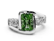 Radiant Cut Engagement Ring Setting for a Fancy Green Lab-Grown Diamond | Bezel | Sterling Silver