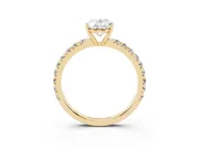 Oval Pave Engagement Ring Setting | Shared Prong Band | Yellow Gold
