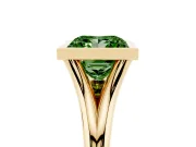Fancy Green Bezel Set Princess Cut Diamond Solitaire Ring Set in Yellow gold with Tapered Band