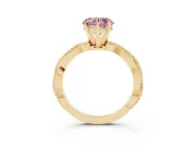 Fancy Pink Heart Cut Diamond Solitaire Ring Set in Yellow gold with Twisted Band and Bead Prong Setting