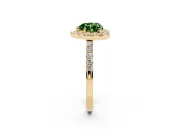 Fancy Green Heart Cut Diamond Halo Pavé Solitaire Ring Set in Yellow gold with Prong-Set Center Stone
