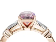 Emerald Cut Tapered Baguette Engagement Ring Setting for a Fancy Pink Lab-Grown Diamond | Rose Gold