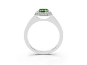Fancy Green Emerald Cut Diamond Halo Engagement Ring Set in Platinum with Solitaire Band and Prong Setting
