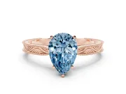 Pear-Shaped Engraved Engagement Ring Setting for a Fancy Blue Lab-Grown Diamond | Rose Gold