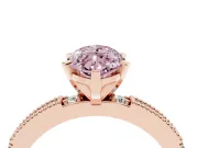 Fancy Pink Marquise Cut Diamond Solitaire Ring Set in Rose gold with Slim Pavé Band and Prong Setting