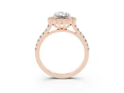 Radiant Cut Vintage Milgrain Floral Halo Engagement Ring Setting | Pavé Band | Rose Gold