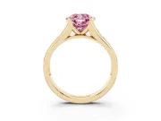 Cushion Cut Half Bezel Engagement Ring Setting for a Fancy Pink Lab-Grown Diamond | Yellow Gold
