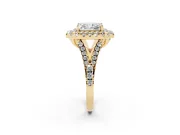 Radiant Cut Halo Split Shank Engagement Ring Setting | Yellow Gold