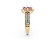 Princess Cut Large Accent Halo Engagement Ring Setting for a Fancy Pink Lab-Grown Diamond | Graduated Pavé | Yellow Gold