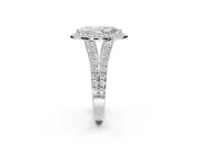 Marquise Halo Pavé Engagement Ring Setting | Narrow Split Shank | White Gold