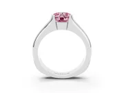 Round Half Bezel Engagement Ring Setting for a Fancy Pink Lab-Grown Diamond | Wide Band | Platinum