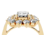 Emerald Cut Floral Double Halo Engagement Ring Setting | Plain Band | Yellow Gold