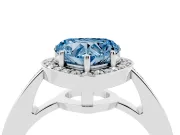 Fancy Blue Heart Cut Diamond Halo Pavé Engagement Ring Set in Silver with Bezel Setting
