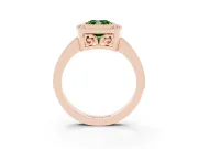 Fancy Green Cushion Cut Diamond Halo Ring Set in Rose gold with Pavé Band and Milgrain-Edged Prongs