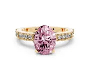 Oval Vintage Pavé Engagement Ring Setting for a Fancy Pink Lab-Grown Diamond | Yellow Gold