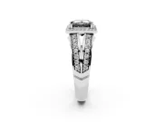 Princess Cut Halo Engagement Ring Setting for a Black Center | Two-Row Pavé Split Shank | White Gold