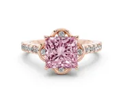 Princess Cut Floral Petal Engagement Ring Setting for a Fancy Pink Lab-Grown Diamond | Petal Accents | Rose Gold