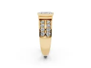 Emerald Cut Half Bezel Engagement Ring Setting | Double Row Channel Band | Yellow Gold