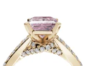 Princess Cut Pavé Solitaire Engagement Ring Setting for a Fancy Pink Lab-Grown Diamond | Crossover Gallery | Yellow Gold