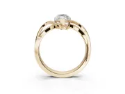 Marquise Bypass Solitaire Engagement Ring Setting | Pavé and Plain Strands | Yellow Gold