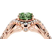 Oval Hidden Halo Filigree Engagement Ring Setting for a Fancy Green Lab-Grown Diamond | Rose Gold