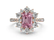 Emerald Cut Star Floral Halo Engagement Ring Setting for a Fancy Pink Lab-Grown Diamond | Rose Gold