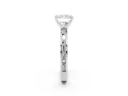 Radiant Cut Diamond Solitaire Ring Set in Platinum with Channel-Set Baguette Band and Prong Setting