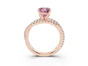 Fancy Pink Princess Cut Diamond Solitaire Twist Band Ring Set in Rose gold with Pavé Setting and Prong Head
