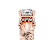 Cushion Cut Vintage Filigree Solitaire Engagement Ring Setting | Accented Basket | Rose Gold