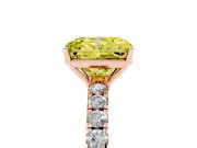 Radiant Cut Pave Solitaire Engagement Ring Setting for a Fancy Yellow Lab-Grown Diamond | Shared Prong Band | Rose Gold