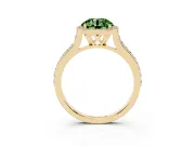 Round Halo Engagement Ring Setting for a Fancy Green Lab-Grown Diamond | Yellow Gold - Design NV-24729