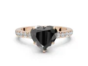 Heart-Shaped Hidden Halo Engagement Ring Setting for a Black Center | Pavé Band | Rose Gold