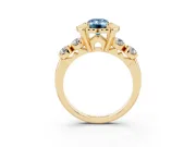 Emerald Cut Floral Engagement Ring Setting for a Fancy Blue Lab-Grown Diamond | Petal Frame | Yellow Gold