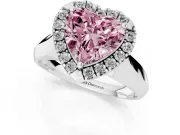 Heart-Shaped Halo Engagement Ring Setting for a Fancy Pink Lab-Grown Diamond | Square Profile Band | White Gold