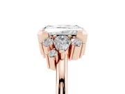 Radiant Cut Pear Side Stone Cluster Engagement Ring Setting | Bezel Frame | Rose Gold