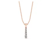 Round Lab-Grown Diamond Graduated Vertical Pendant Necklace | Prong Set | Rose Gold
