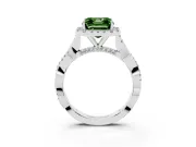 Asscher Cut Twist Halo Engagement Ring Setting for a Fancy Green Lab-Grown Diamond | Platinum