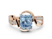 Radiant Cut Bypass Solitaire Engagement Ring Setting for a Fancy Blue Lab-Grown Diamond | Pavé Strands | Rose Gold