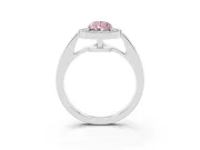 Fancy Pink Pear Cut Diamond Halo Pavé Engagement Ring Set in White gold with Bezel Setting