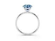 Round Thin Solitaire Engagement Ring Setting for a Fancy Blue Lab-Grown Diamond | Straight Plain Band | Platinum