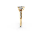 Pear-Shaped Vintage Three Stone Engagement Ring Setting | Graduated Milgrain Pave | Yellow Gold