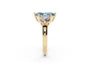 Fancy Blue Marquise Cut Diamond Three-Stone Ring Set in Yellow gold with Prong Setting and Classic Band