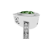 Fancy Green Heart Cut Diamond Round Halo Ring Set in Silver with Pavé Band