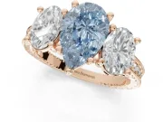 Pear-Shaped Vintage Three Stone Engagement Ring Setting for a Fancy Blue Lab-Grown Diamond | Graduated Pavé | Rose Gold