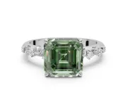 Asscher Cut Graduated Solitaire Engagement Ring Setting for a Fancy Green Lab-Grown Diamond | Sterling Silver