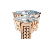 Marquise Three Stone Engagement Ring Setting for a Fancy Blue Lab-Grown Diamond | Beaded Shoulders | Rose Gold