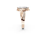 Marquise Bypass Solitaire Engagement Ring Setting | Pavé and Plain Strands | Rose Gold